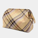 【ポーチ】撥水加工 西陣織シルク がばっと開くアクセサリーポーチ マルチチェック (ライトイエロー) | 西陣織 | Atelier Kyoto Nishijin