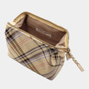 【ポーチ】撥水加工 西陣織シルク がばっと開くアクセサリーポーチ マルチチェック (ライトイエロー) | 西陣織 | Atelier Kyoto Nishijin