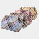 【ポーチ】撥水加工 西陣織シルク がばっと開くアクセサリーポーチ マルチチェック (アッシュグレー) | 西陣織 | Atelier Kyoto Nishijin