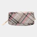 【ポーチ】撥水加工 西陣織シルク がばっと開くアクセサリーポーチ マルチチェック (アッシュグレー) | 西陣織 | Atelier Kyoto Nishijin