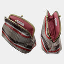 【ショルダーバッグ】撥水加工 西陣織シルク がま口 タータンチェック (ベージュ) | 西陣織 | Atelier Kyoto Nishijin