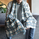 【マフラー】格子(白青グレー) | 京友禅 | 禾口木丙