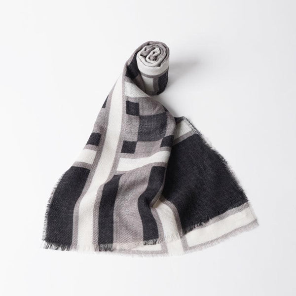 【マフラー】大格子(黒ベージュ) S | 京友禅 | 禾口木丙