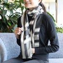 【マフラー】大格子(黒ベージュ) S | 京友禅 | 禾口木丙