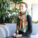 【マフラー】大格子 (緑橙) | 京友禅 | 禾口木丙