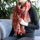 【マフラー】四角並べ (朱) | 京友禅 | 禾口木丙