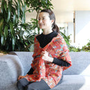 【マフラー】四角並べ (朱) | 京友禅 | 禾口木丙