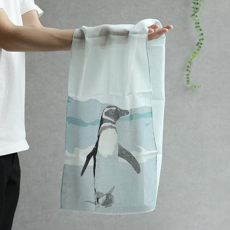 【ストール】コットン ペンギン (マゼラングレー) | 京友禅 | 禾口木丙