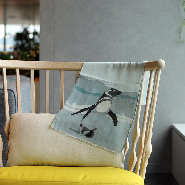 【ストール】コットン ペンギン (マゼラングレー) | 京友禅 | 禾口木丙