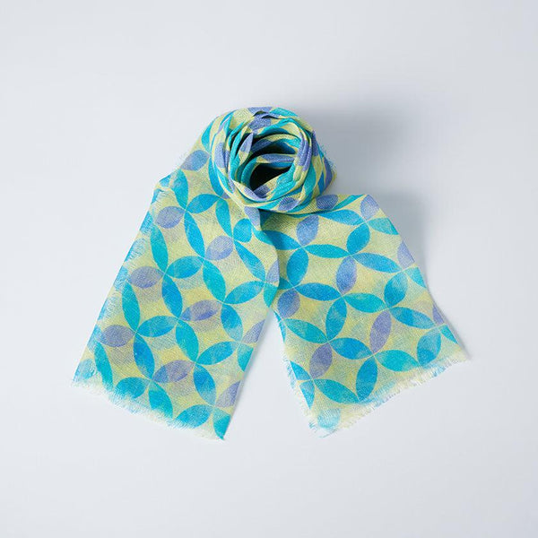 【ストール】リネン160X35 七宝 (?青) | 京友禅 | 禾口木丙