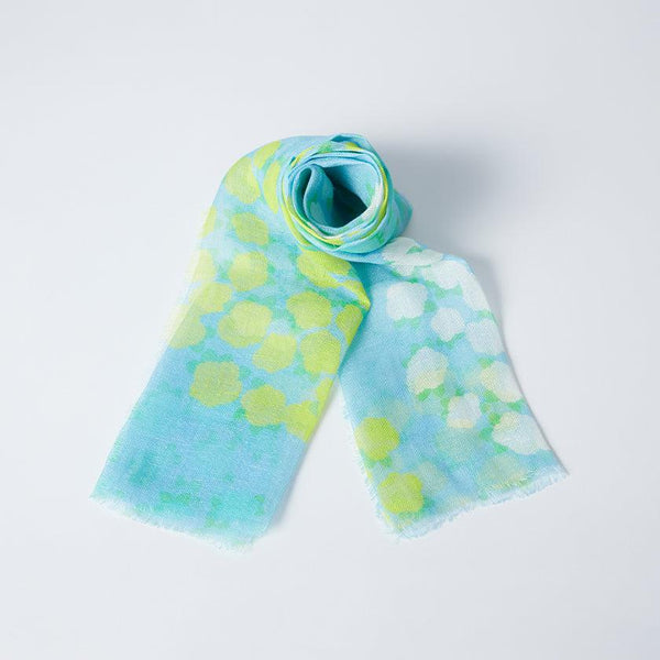 【ストール】リネン160X35 花の丸 (青) | 京友禅 | 禾口木丙