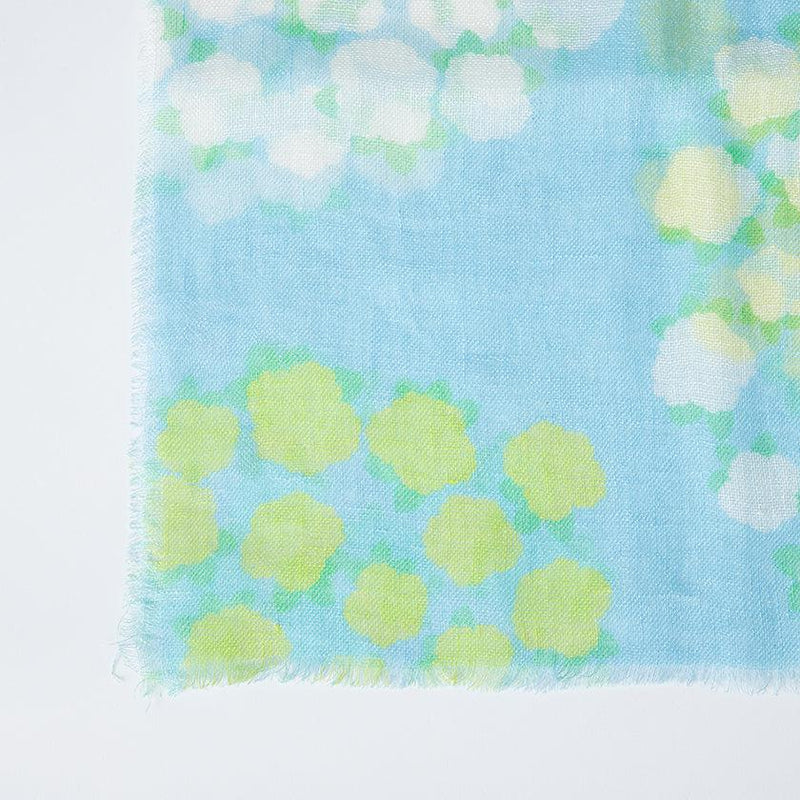 【ストール】リネン160X35 花の丸 (青) | 京友禅 | 禾口木丙