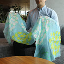 【ストール】リネン190x52 花の丸 (青) | 京友禅 | 禾口木丙