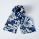 【ストール】リネン190x52 友禅花 (白抜き) | 京友禅 | 禾口木丙