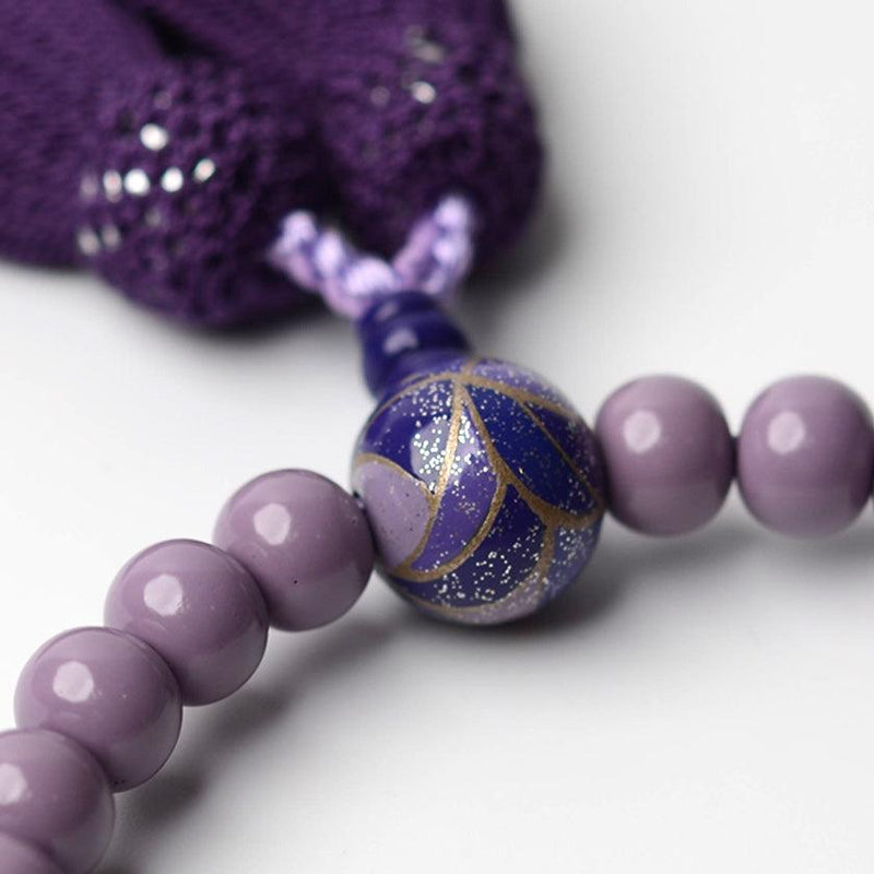 【数珠】蒔絵付 念珠 女性用 (紫) | うるし珠 | 升井彩 本乾漆