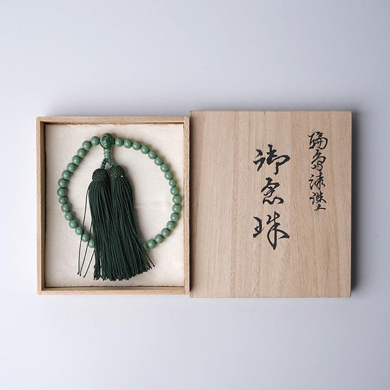 【数珠】蒔絵付 念珠 女性用 (緑) | うるし珠 | 升井彩 本乾漆