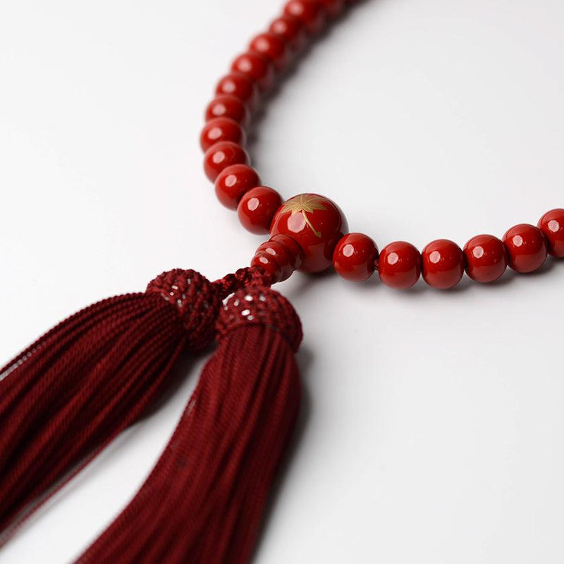 【数珠】蒔絵付 念珠 女性用 (赤) | うるし珠 | 升井彩 本乾漆