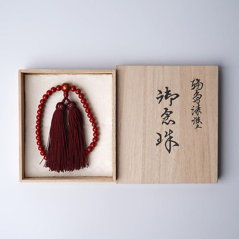 【数珠】蒔絵付 念珠 女性用 (赤) | うるし珠 | 升井彩 本乾漆