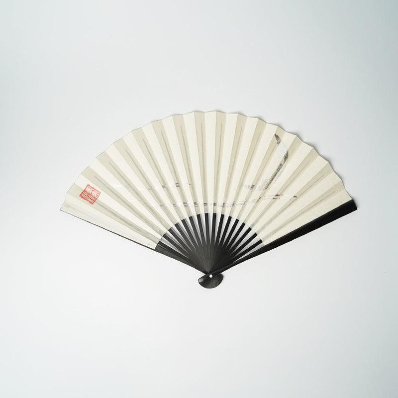 【扇子】三ヶ月 (白) 銀箔 | 唐紙 | 景美風月