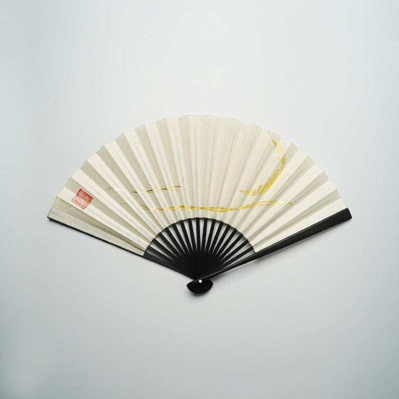 【扇子】三ヶ月 (白) 金箔 | 唐紙 | 景美風月