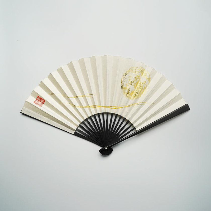 【扇子】満月 (白) 金箔 | 唐紙 | 景美風月