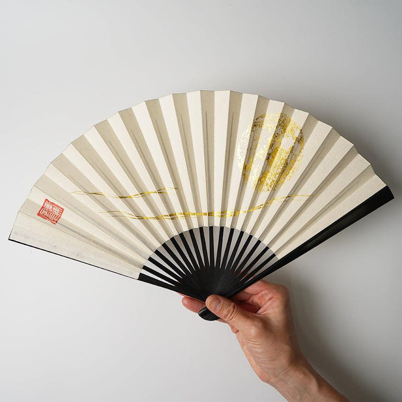 【扇子】満月 (白) 金箔 | 唐紙 | 景美風月