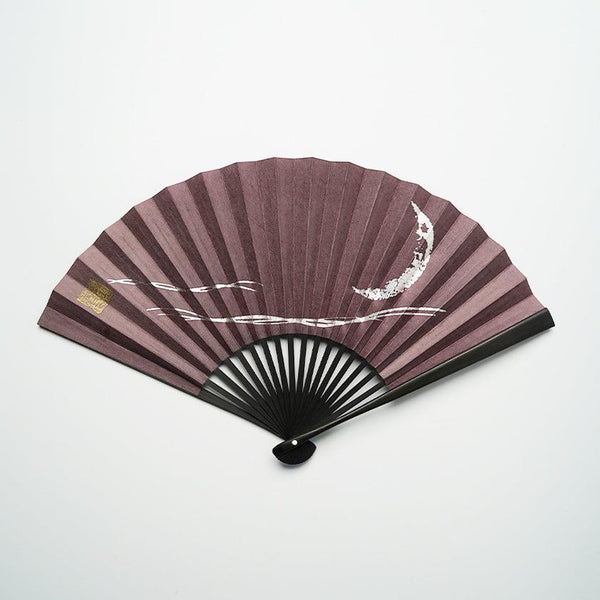 【扇子】三ヶ月 (紫) 銀箔 | 唐紙 | 景美風月