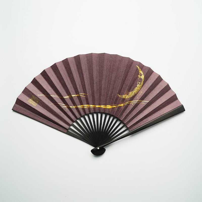 【扇子】三ヶ月 (紫) 金箔 | 唐紙 | 景美風月