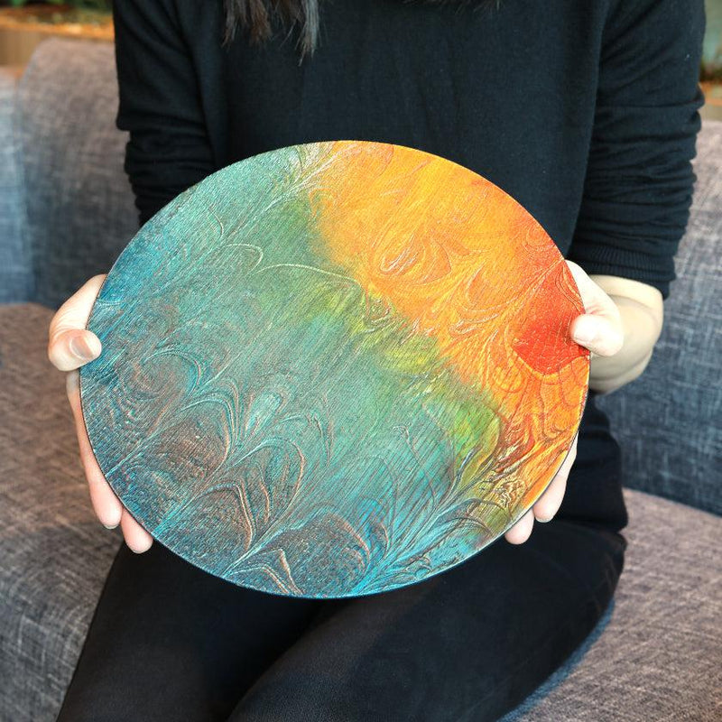 【お皿】大皿 海のうねり | 摺り友禅彫刻師 | Sansai