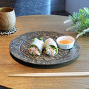 【お皿】リム皿 唐草葡萄 - 鼠 | 摺り友禅彫刻師 | Sansai