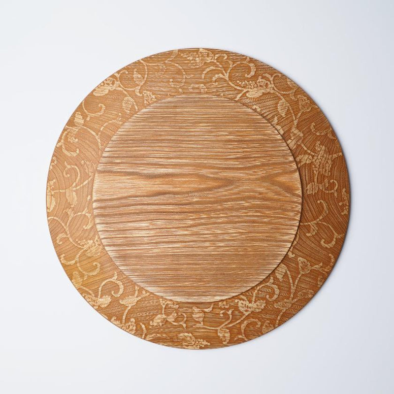 【お皿】リム皿 唐草葡萄 - 生成り | 摺り友禅彫刻師 | Sansai