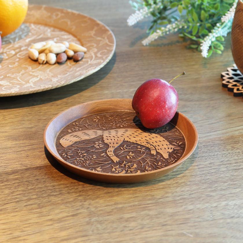 【お皿】小皿 狐と秋草 | 摺り友禅彫刻師 | Sansai