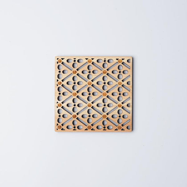 【コースター】菱取りに梅 | 摺り友禅彫刻師 | Sansai