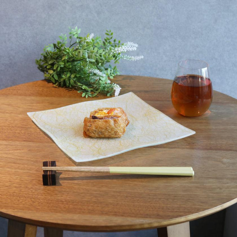 【皿2枚セット】角皿 22cm 100金 & 銀 | 西陣織 | 江村商店