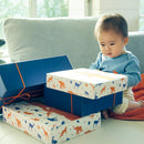 【ベビーギフトセット】ループ付きタオル×1 (ゴールド) / チーフタオル×1 (オレンジ) / スタイ×1 (ネイビー) | オーガニックタオル | ヒポポタマス