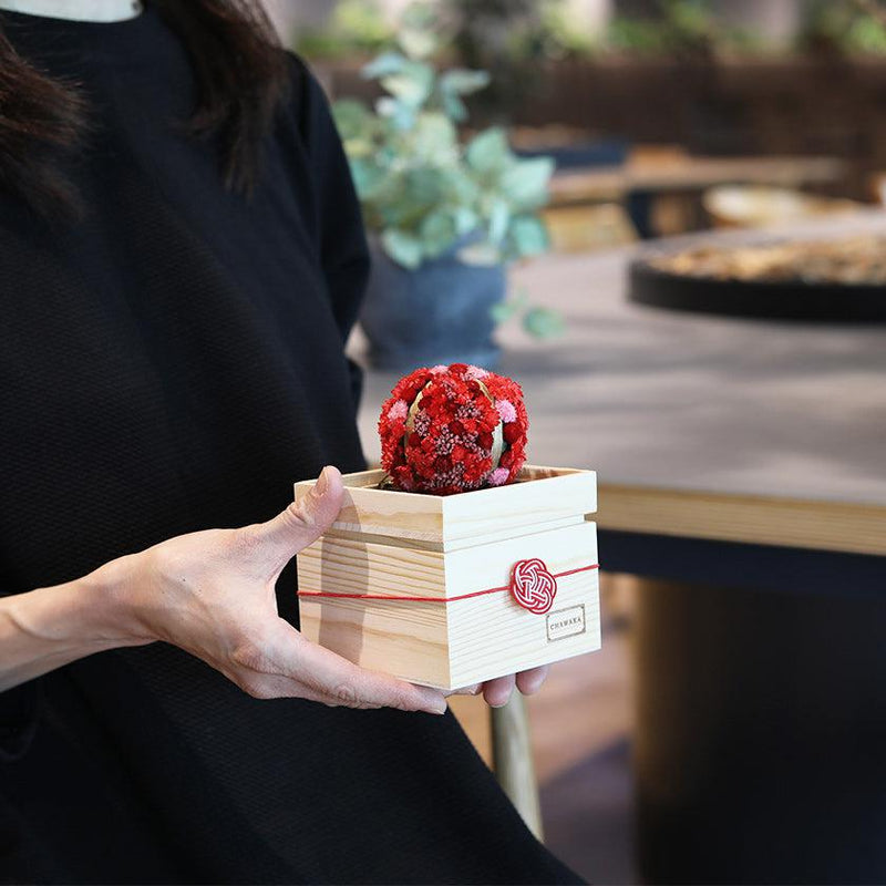 【プリザーブドフラワー】茶和花の鞠 (まり) 紅梅 | 宇治茶とフラワーデザイン | 茶和花 京都宇治