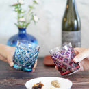 【グラス】二重被せ 格子オールドグラス (金赤-瑠璃) | 薩摩切子 | satuma