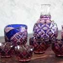 【そば猪口】二重被せ (金赤-瑠璃) おちょこ | 薩摩切子 | satuma