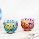 【酒器3点セット】二重被せ 片口 & お猪口 (金赤-瑠璃) | 薩摩切子 | satuma