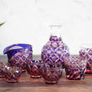 【酒器3点セット】二重被せ 徳利 & お猪口 (金赤-瑠璃) | 薩摩切子 | satuma