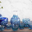 【酒器3点セット】二重被せ 徳利 & お猪口 (緑-瑠璃) | 薩摩切子 | satuma