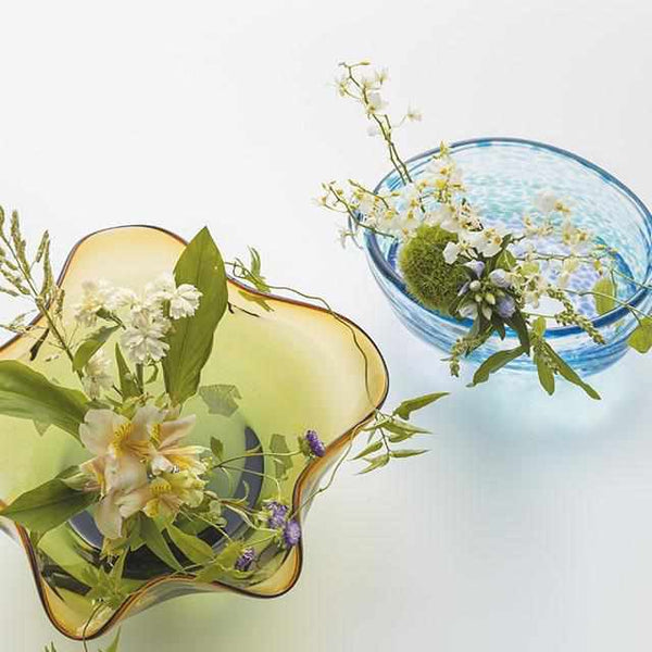 津軽びいどろ【北洋硝子】1970年代 ハンドメイド 工芸ガラス ビードロ 花瓶 水盤・花器｜Green | 津軽びいどろ | 北洋硝子 (アデリア) ｜BECOS