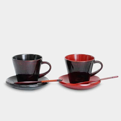 【カップ 八雲塗】2点セット 皿・スプーン付 日本製 伝統工芸 漆器