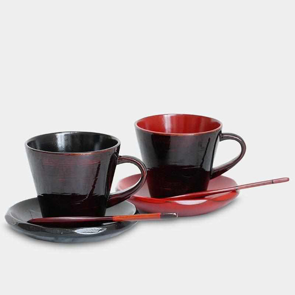 【カップ 八雲塗】2点セット 皿・スプーン付 日本製 伝統工芸 漆器