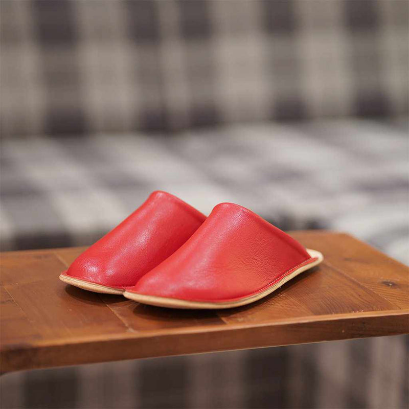 【スリッパ】Reela 本革スムース ルームサボ（レッド）23.0~24.0cm