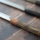 【柳刃包丁】300mm 白二鋼水焼本焼 鏡面波浮かし/樋入り 千本黒柿柄鞘仕様 | 堺刃物 | 郷右馬允義弘